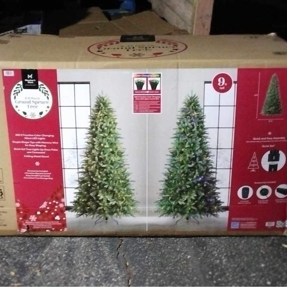 Green Holiday Decor Artificial Christmas Trees 9” prelit